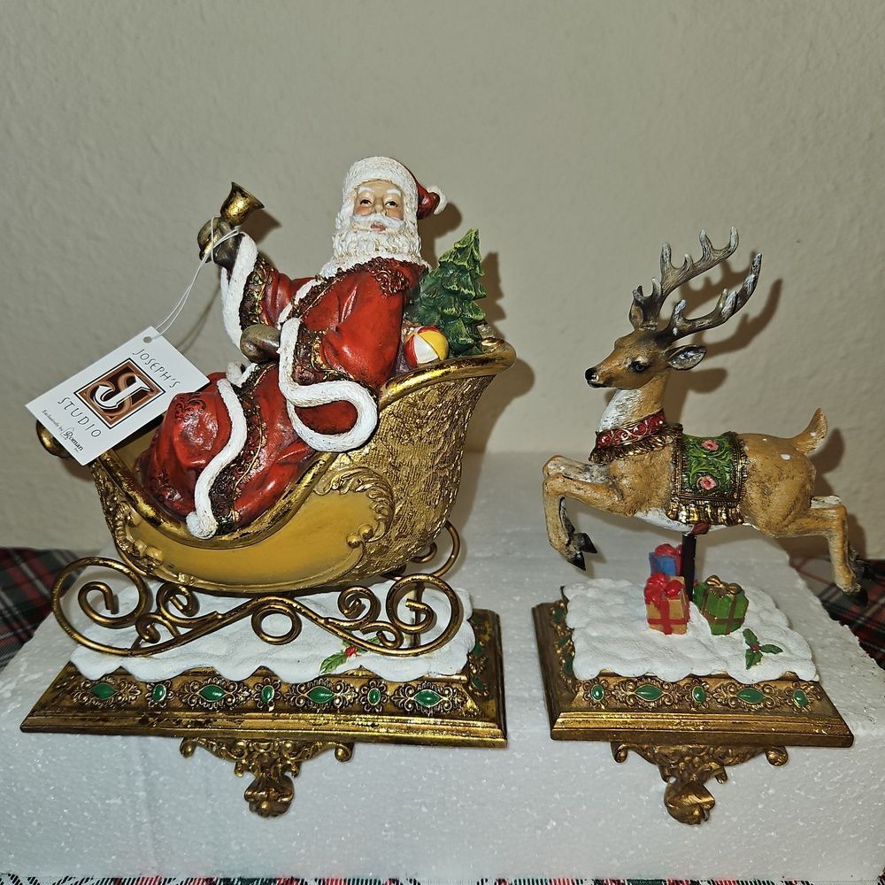 Joseph's Studio Festive Santa and Reindeer Stocking Holder Set